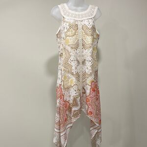 Cato boho style crochet orange and beige dress. Size S.  (4/6).